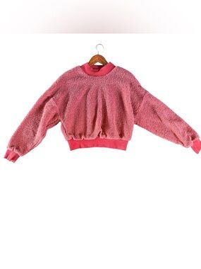Fabletics Pink Sherpa Cropped Pullover Sweatshirt